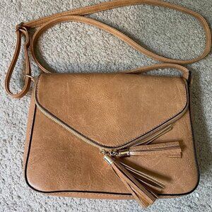 Tan faux leather handbag purse from Italy